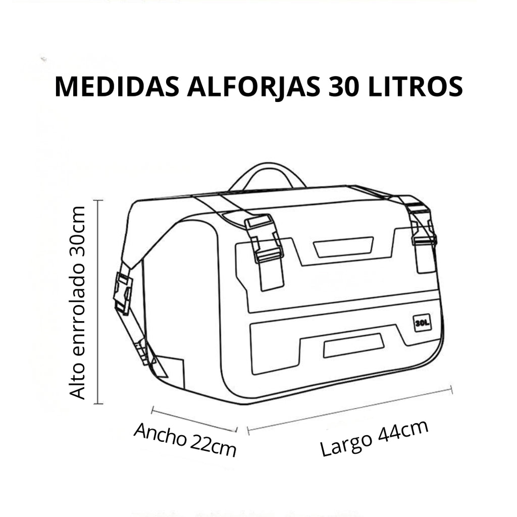 Alforjas Moto Impermeables 30 litros Negras de PVC