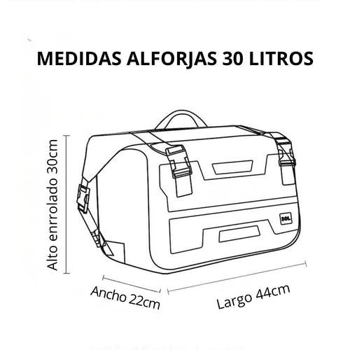 Alforjas Moto Impermeables 30 litros Negras de PVC