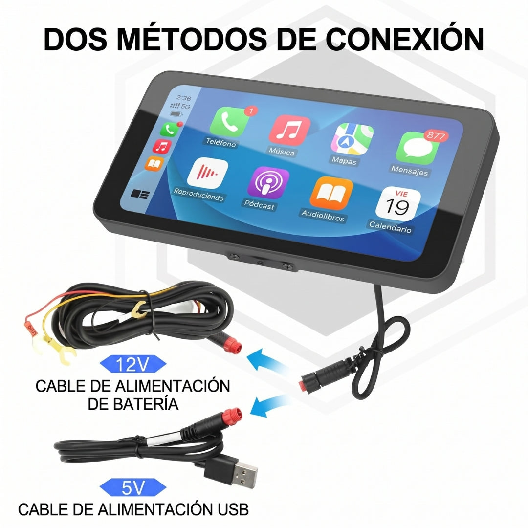Pantalla Multimedia Moto 6.3 Táctil CarPlay Android Auto IP67