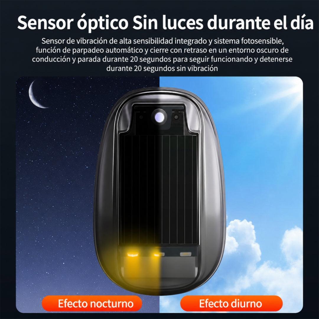 Luz Anticolisión Led Solar Recargable Moto Auto Con Remoto