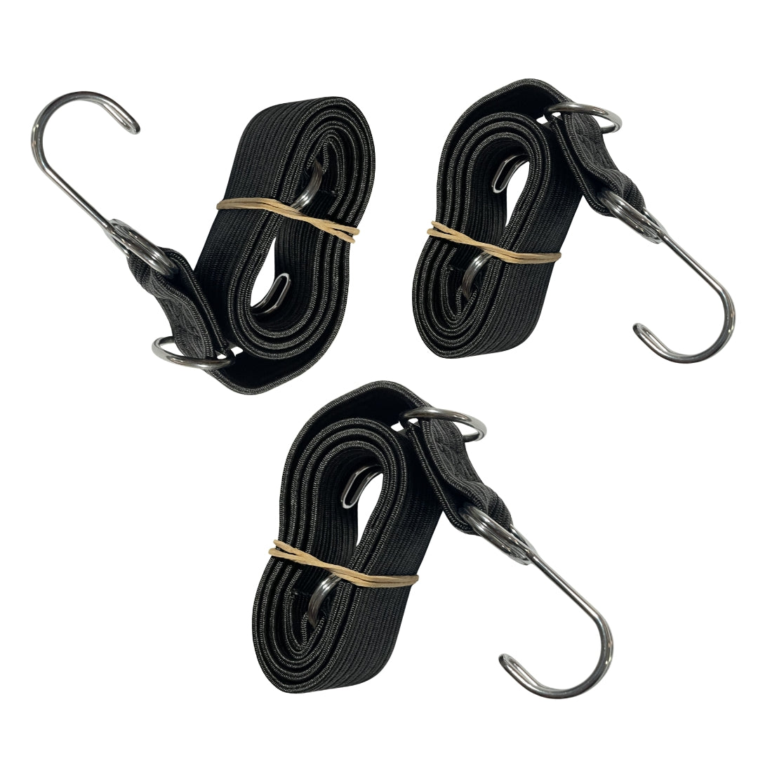 Pack X3 Zunchos Elásticos 1m Moto Ganchos Acero Inoxidable