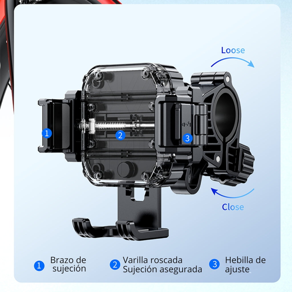 SOPORTE UNIVERSAL ANTI-SHOCK: Seguridad total para tu celular.