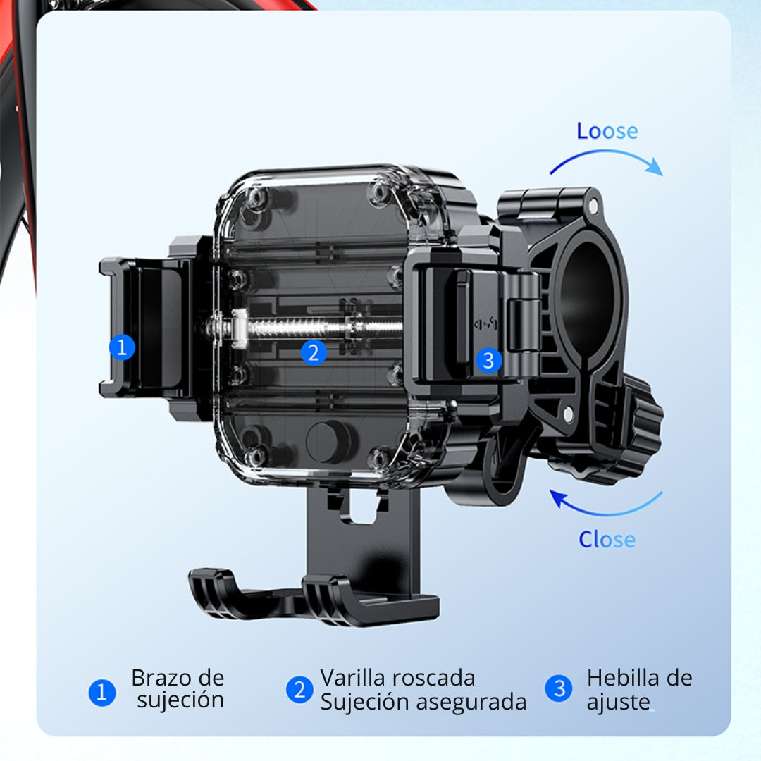 SOPORTE UNIVERSAL ANTI-SHOCK: Seguridad total para tu celular.