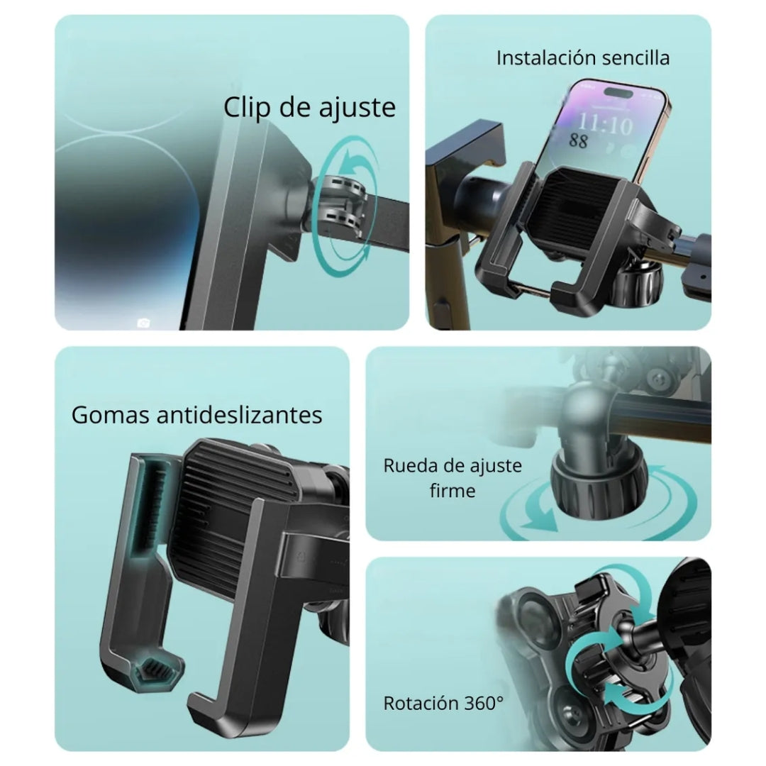 SOPORTE CELULAR ANTIVIBRACIÓN 360° - MOTOPLAY
